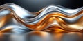 Dynamic waves of shimmering silver and gold create an elegant visual in an abstract display of metal textures Royalty Free Stock Photo