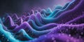 Dynamic Wavy Particle Stream Cyan to Purple Gradient on Dark Background.