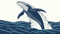 Dynamic Whale Breaching in Rough Sea, vector design Generative AI Royalty Free Stock Photo