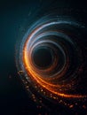 Abstract visualization of a swirling energy vortex with vibrant light trails and glowing particles Royalty Free Stock Photo
