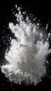 Dynamic White Powder Explosion. Generative AI