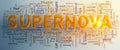 Dynamic word cloud featuring SUPERnova in bold letters Royalty Free Stock Photo