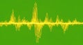 Dynamic Yellow Audio Waveform on Vibrant Green Background, Abstract Sound Visualization Royalty Free Stock Photo