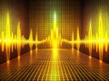 Dynamic Yellow Sound Wave Visualization on a Digital Grid A Minimalist Audio Stock Photo Perfect for Modern Design Royalty Free Stock Photo