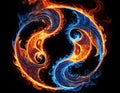Dynamic Yin Yang Symbol Merging Elements of Fire and Ice Royalty Free Stock Photo