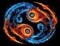Dynamic Yin Yang Symbol Merging Elements of Fire and Ice Royalty Free Stock Photo