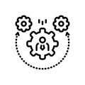 Black line icon for Dynamism, setting and cogwheel