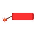 Dynamite bomb with burning wick danger explosive weapon flat vector