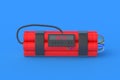 Dynamite bomb with digital timer on blue background. Countdown and deadline Royalty Free Stock Photo