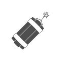 Dynamite bomb explosion icon with burning wick detonate. Royalty Free Stock Photo