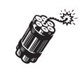 Dynamite with burning wick. Bomb, explosive symbol vector Royalty Free Stock Photo