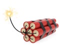 Dynamite with burning wick on white Royalty Free Stock Photo