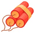Dynamite cartoon icon. Red explosive firecrackers pile Royalty Free Stock Photo