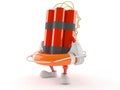 Dynamite character holding life buoy