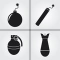 Dynamite Explosive Hand Grenade Bomb Icons