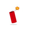 Dynamite firecracker on white background in flat Royalty Free Stock Photo