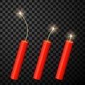 Dynamite firecrackers realistic isolated vector illustrations set Royalty Free Stock Photo