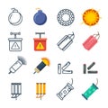 Dynamite, fireworks, pyrotechnic vector icons