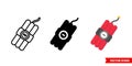 Dynamite icon of 3 types. Isolated vector sign symbol. Royalty Free Stock Photo