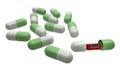 Dynamite inside the capsule pills 3d rendering Royalty Free Stock Photo