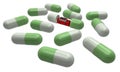 Dynamite inside the capsule pills 3d rendering Royalty Free Stock Photo
