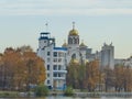 Dynamo physical culture House, constructivism monument And Church-Monument on Blood in the name of all saints. Royalty Free Stock Photo