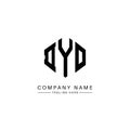 DYO letter logo design with polygon shape. DYO polygon and cube shape logo design. DYO hexagon vector logo template white and Royalty Free Stock Photo