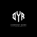 DYR letter logo design with polygon shape. DYR polygon and cube shape logo design. DYR hexagon vector logo template white and Royalty Free Stock Photo