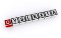 dyslexia word block on white