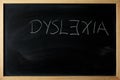 Dyslexia word is written on a blackboard
