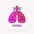 Dyspnea thin line icon. Modern vector illustration of shortness breathing in lungs