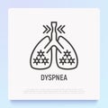 Dyspnea thin line icon. Modern vector illustration of shortness breathing in lungs