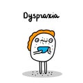Dyspraxia hand drawn vector illustration in cartoon comic style man eating food sloppy dirty face Royalty Free Stock Photo