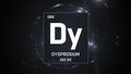 Dysprosium as Element 66 of the Periodic Table 3D illustration on silver background Royalty Free Stock Photo