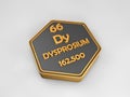 Dysprosium - Dy - chemical element periodic table hexagonal shape Royalty Free Stock Photo