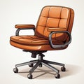 Dystopian Cartoon Style Orange Leather Office Chair
