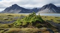 Dystopian Landscapes: A Green Plant Amidst Arctic Vegetation