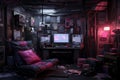 Dystopian Room cyberpunk. Generate Ai