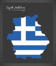 Dytiki Makedonia map of Greece with Greek national flag illustration