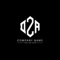 DZA letter logo design with polygon shape. DZA polygon and cube shape logo design. DZA hexagon vector logo template white and Royalty Free Stock Photo