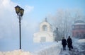 Dzerzhinsky, Russia - December, 2016: Ugresha Monastery in a foggy winter day