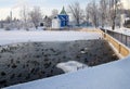 Dzerzhinsky, Russia - December, 2016: Ugresha Monastery in winter day