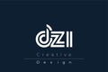 DZI Creative Unique Modern Letter Logo Design Royalty Free Stock Photo