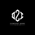DZI letter logo design with polygon shape. DZI polygon and cube shape logo design. DZI hexagon vector logo template white and Royalty Free Stock Photo