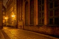 Dziana Street at night in Old Town of Gdansk. Royalty Free Stock Photo