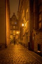 Dziana Street at night in Old Town of Gdansk. Royalty Free Stock Photo