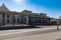 Owl Mountains communication center with bus stations and train platforms with railway