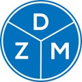 DZM letter logo design on white background. DZM creative circle letter logo concept. DZM letter design
