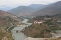 Wangdue phodrang dzong from another angle Royalty Free Stock Photo