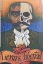 DÃÂ­a de Muertos Mural about a historic national hero Zapata theme in Center of Mexico City Zocalo by UNAM